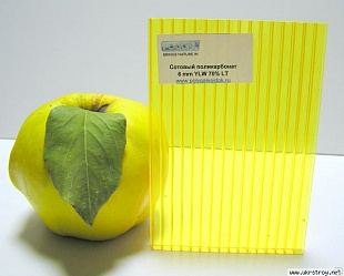 Сотовый поликарбонат Polygal Стандарт 6мм Желтый 2,10x12,00