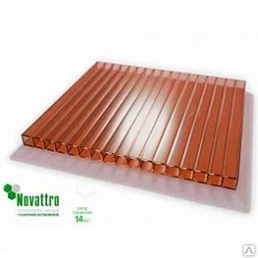 Сотовый поликарбонат Novattro 4мм терракотовый 2,10х12,0